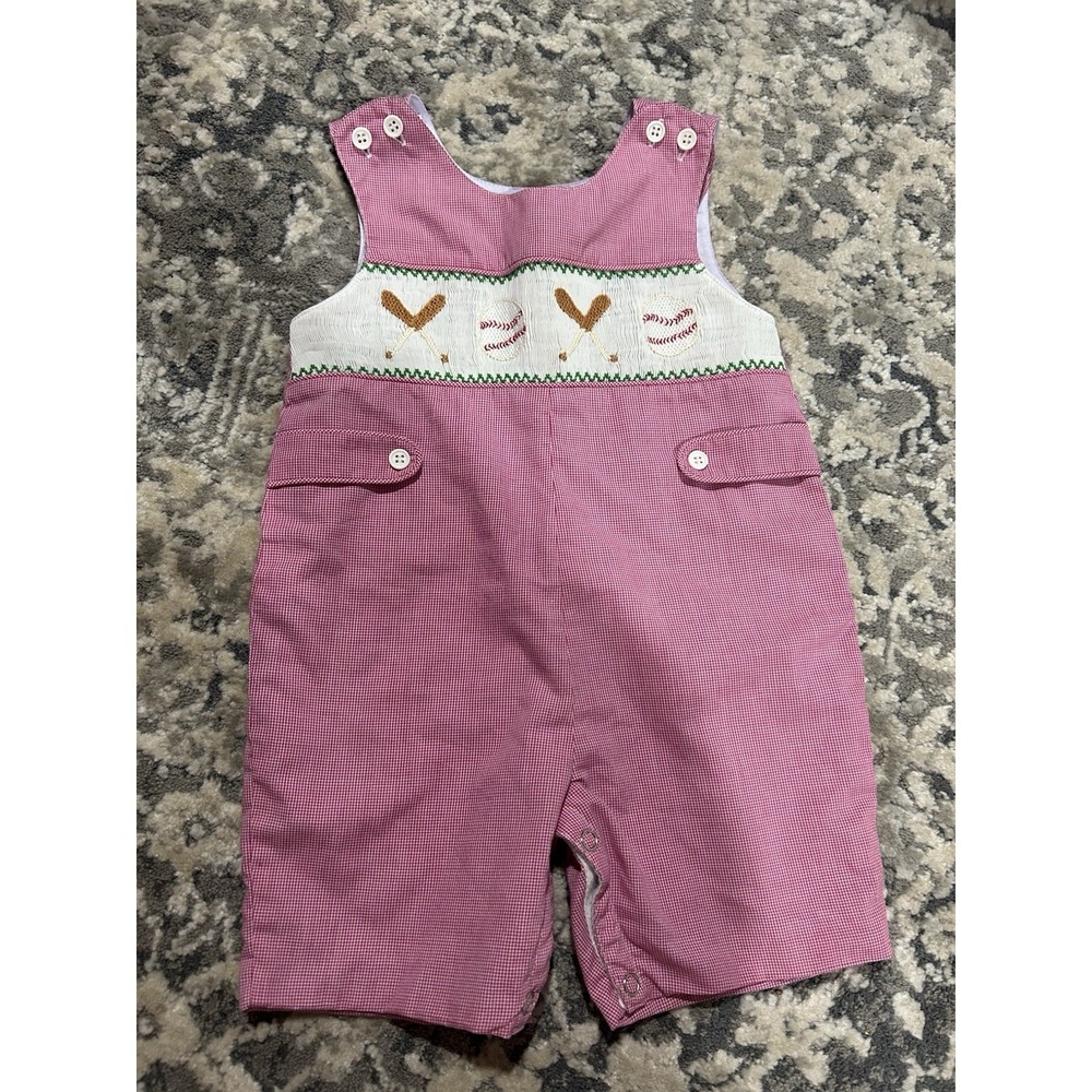Baseball‎ Smocked Baby Boy Jon Jon Size 12 Months